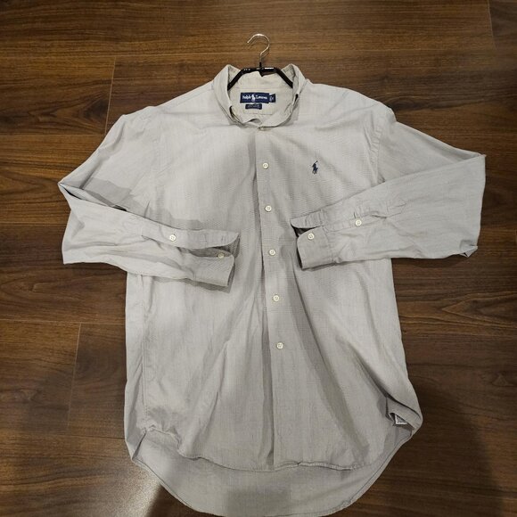 Ralph Lauren Long Sleeve Grey Botton Down Shirt Marlowe Cotton Medium - Picture 7 of 9